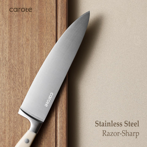 CAROTE 8-inch bread knife highlighting serrated blade for clean slices