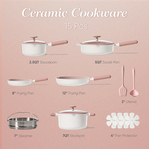 CAROTE 8-inch pink fry pan with stay-cool handle for quick sauté