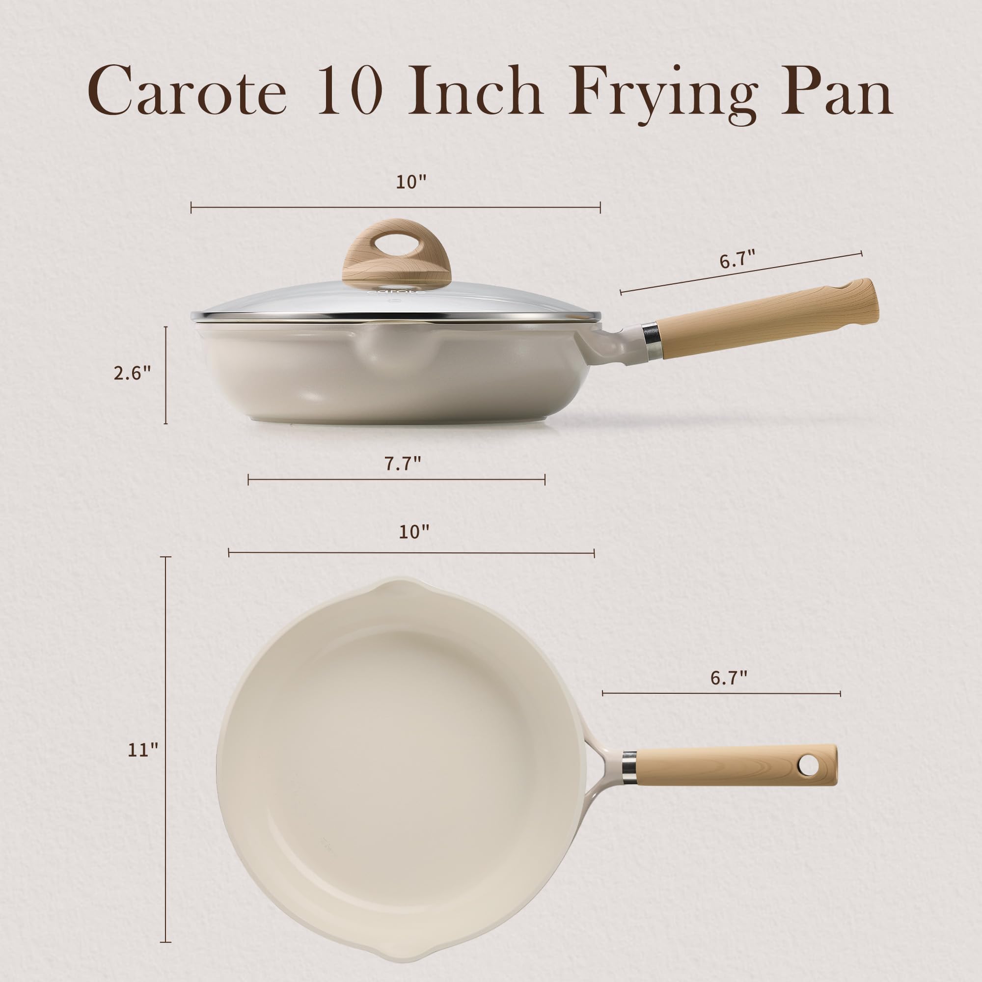 CAROTE ceramic nonstick coating close-up highlighting smooth surface for effortless cleanup