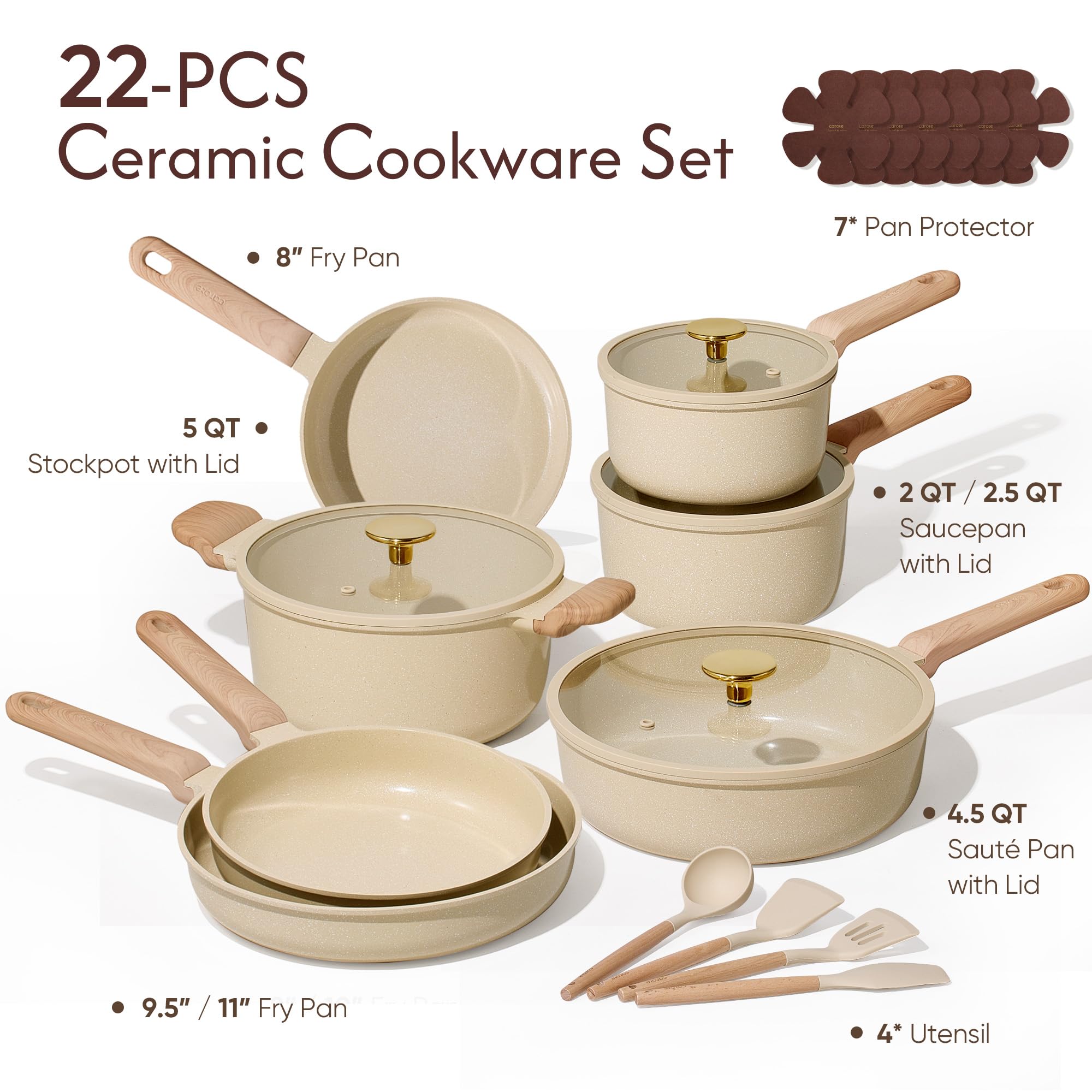 CAROTE ceramic nonstick coating on pans promotes effortless food release