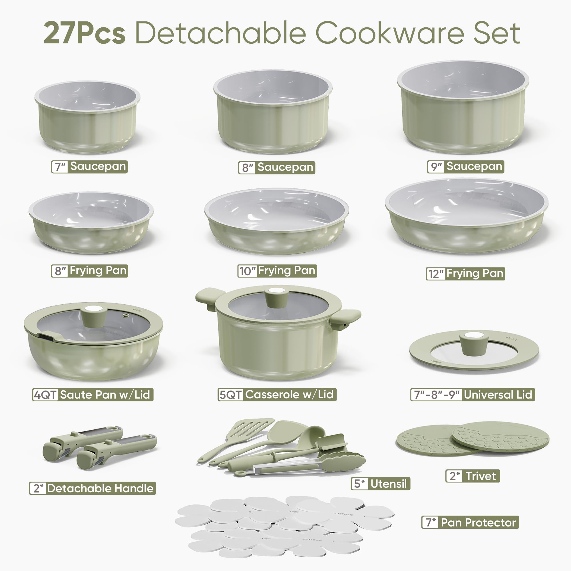 CAROTE ceramic nonstick coating enables low-oil cooking and easy cleanup.
