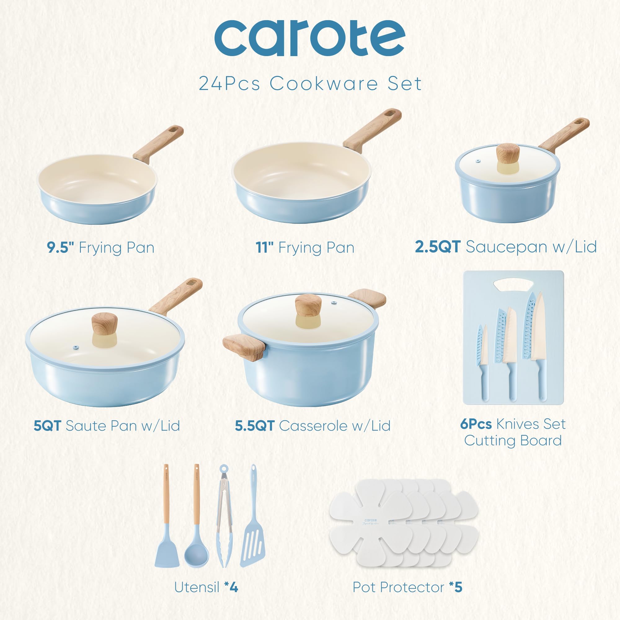 CAROTE ceramic nonstick coating for easy food release and cleanup
