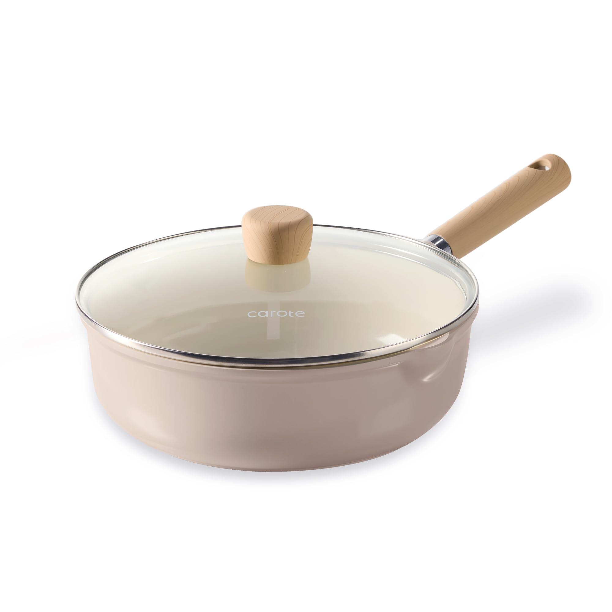 CAROTE ceramic nonstick frying pan with lid for easy cleanup.