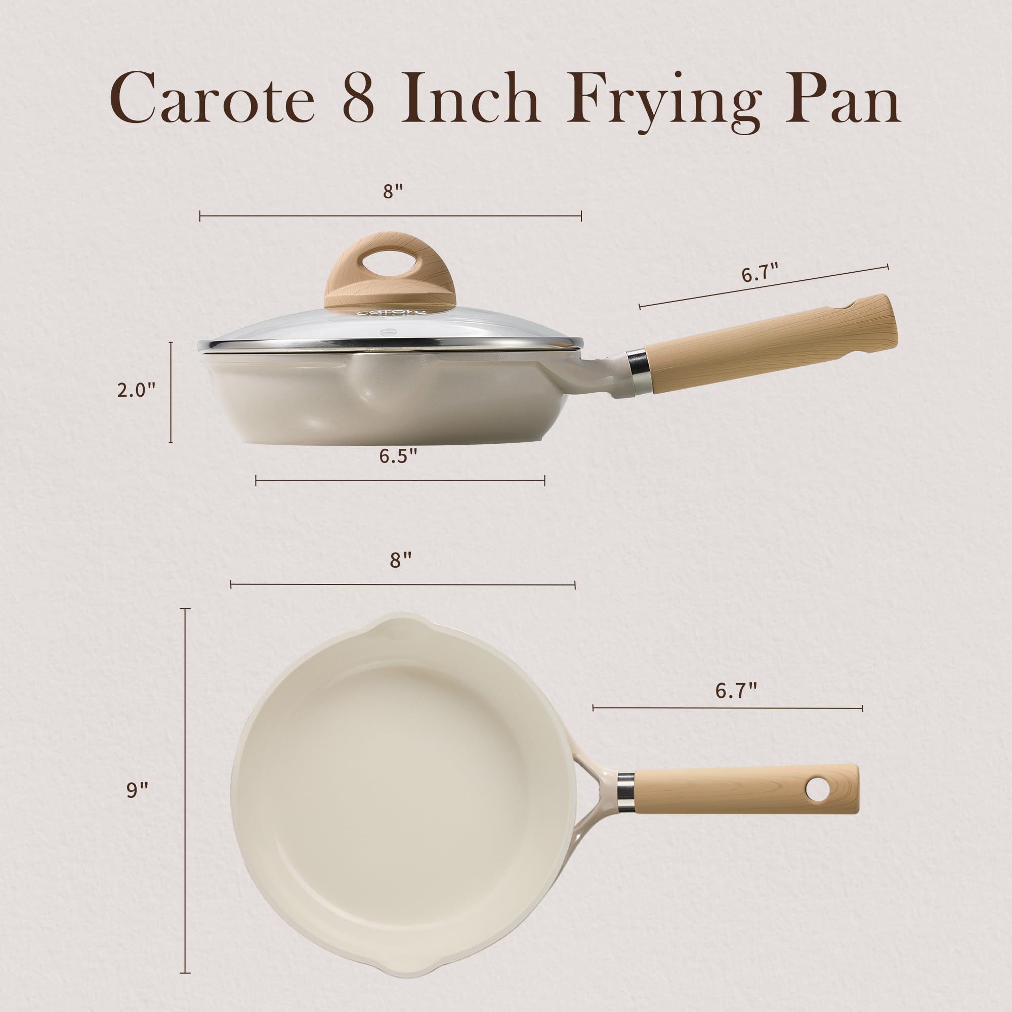 CAROTE ceramic nonstick frying pan ideal for quick sautéing and even heating