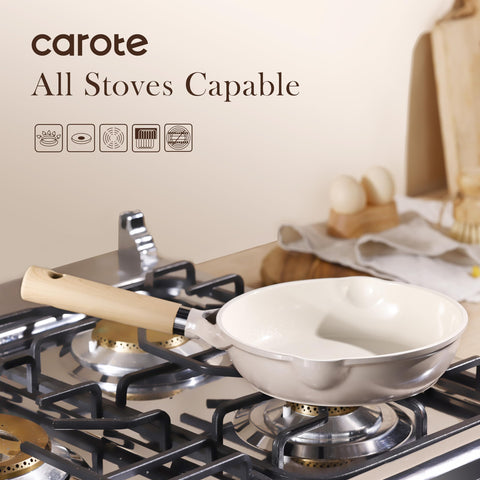 CAROTE induction-compatible ceramic pan heat distribution on induction stove.