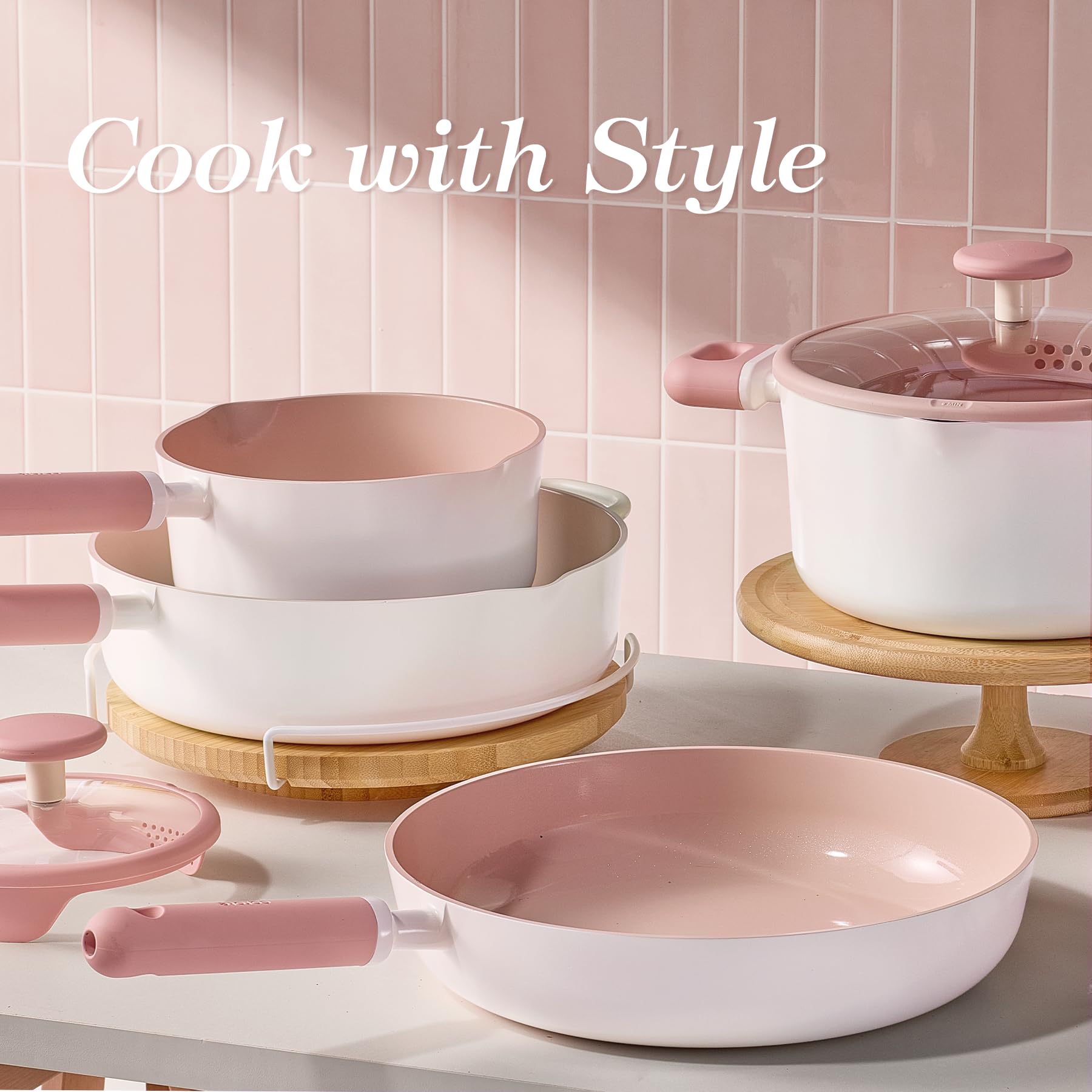 CAROTE 4.5qt pink sauté pan with lid perfect for one-pan meals