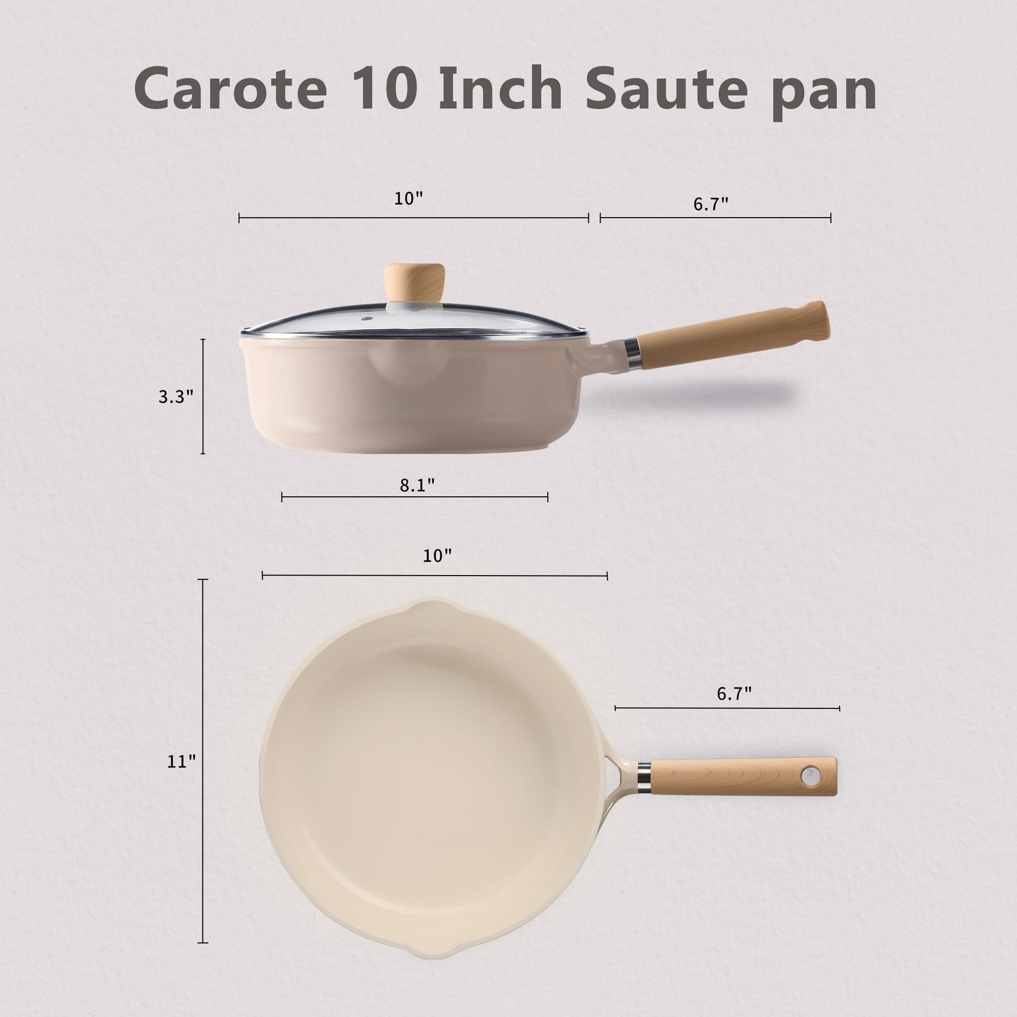 CAROTE 10-inch ceramic nonstick pan in action for effortless meals.