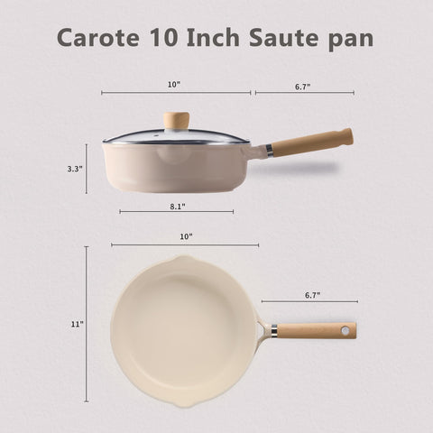 CAROTE 10-inch ceramic nonstick pan in action for effortless meals.