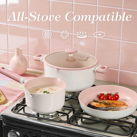 CAROTE 6qt pink stock pot with lid for hearty soups