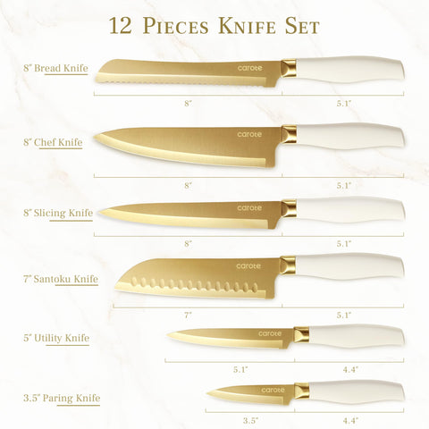 CAROTE 8-inch chef knife with ultra-sharp edge for precise chopping.