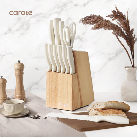 CAROTE ceramic-coated blades close-up showcase non-stick easy-clean performance