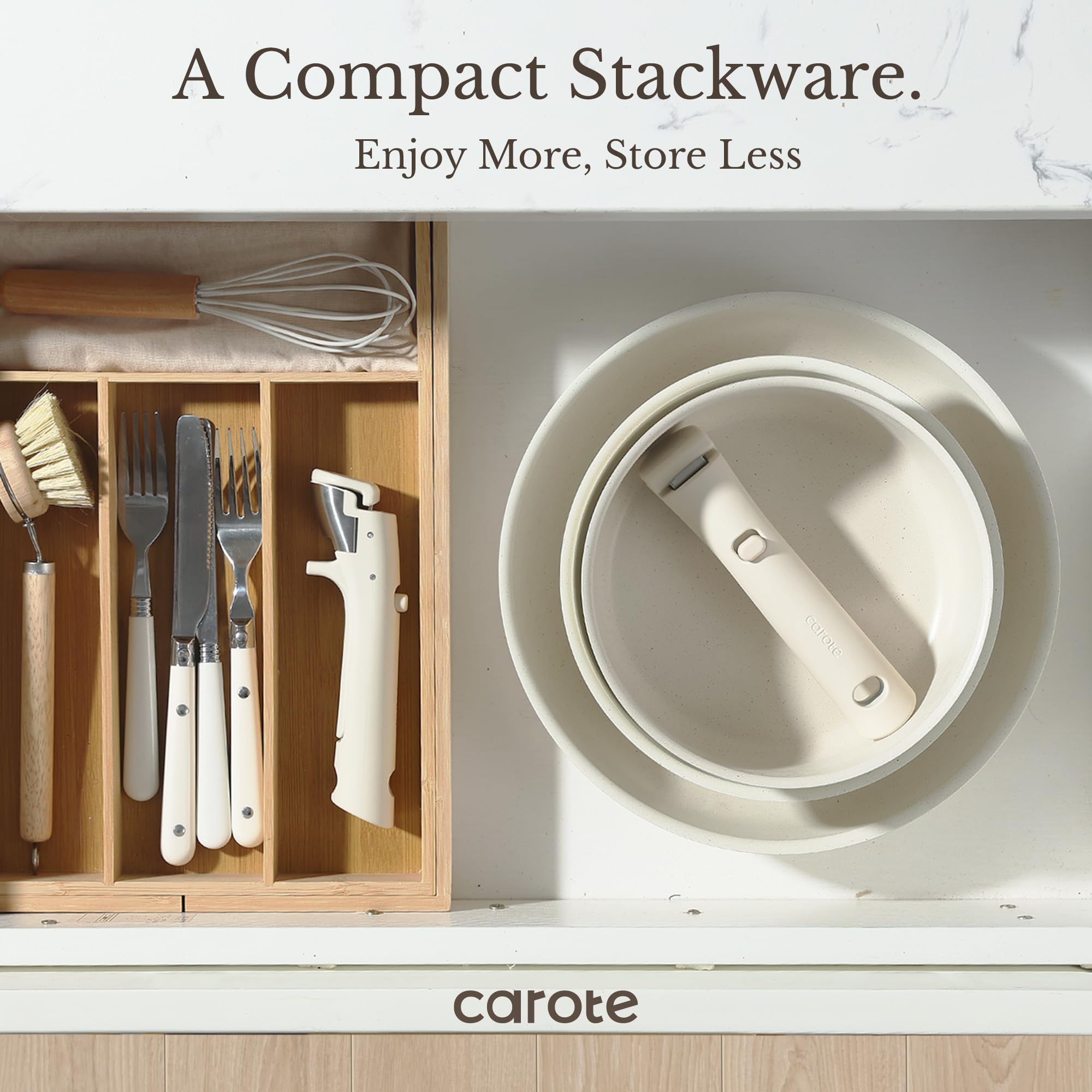 CAROTE detachable handle with included utensil set for versatile kitchen tasks.