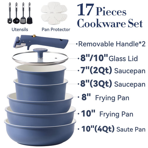CAROTE detachable-handle close-up for quick stove-to-storage transitions.