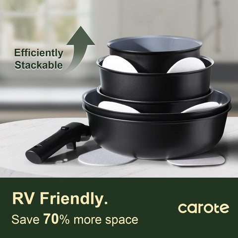 CAROTE detachable-handle set for fast reconfiguration of cookware.