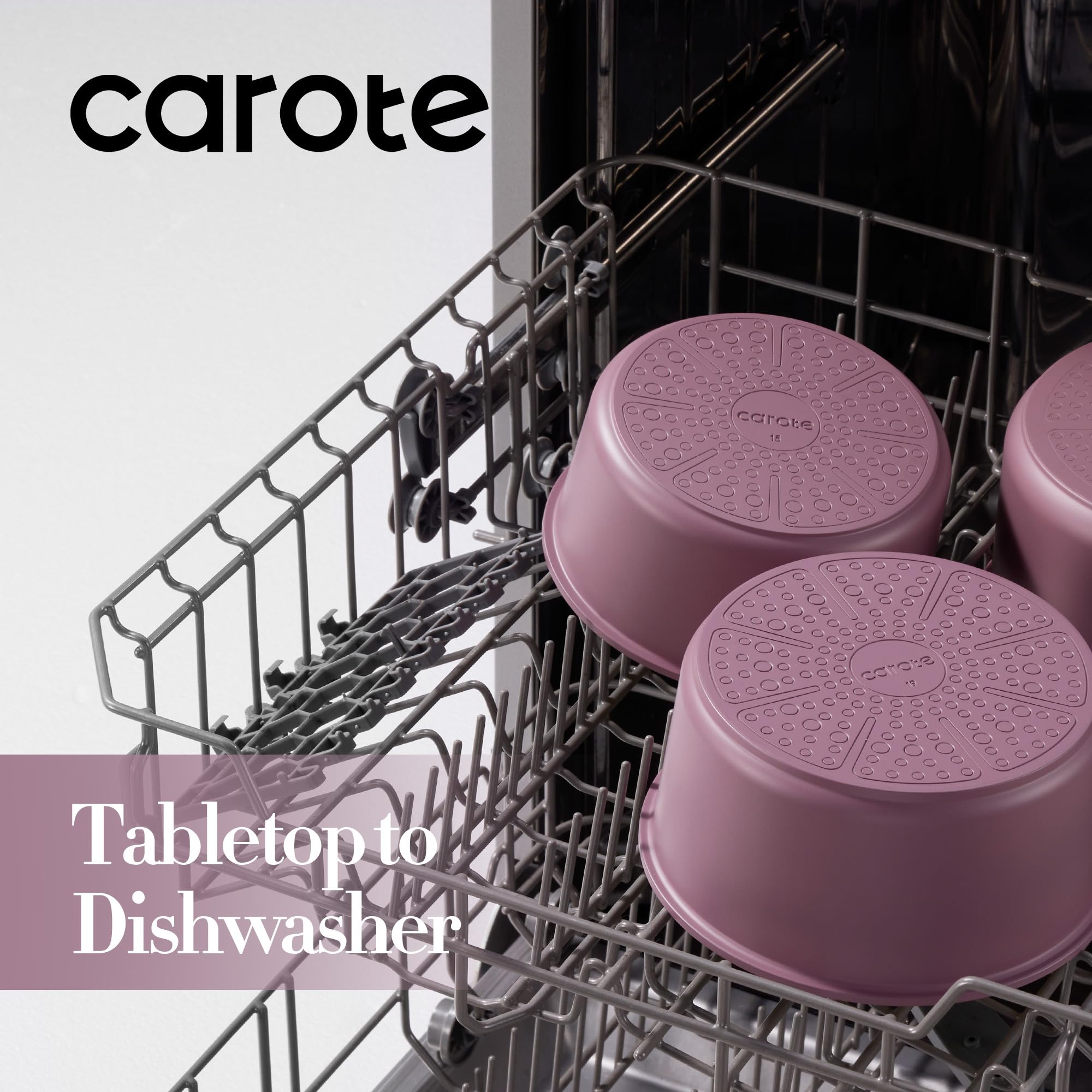 CAROTE detachable handle for easy transfer from stove to oven and table.