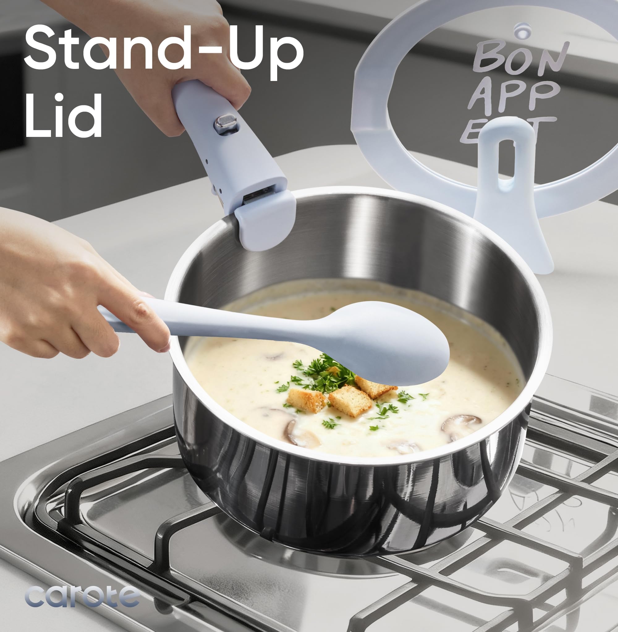 Carote detachable handle for versatile stove-to-oven use