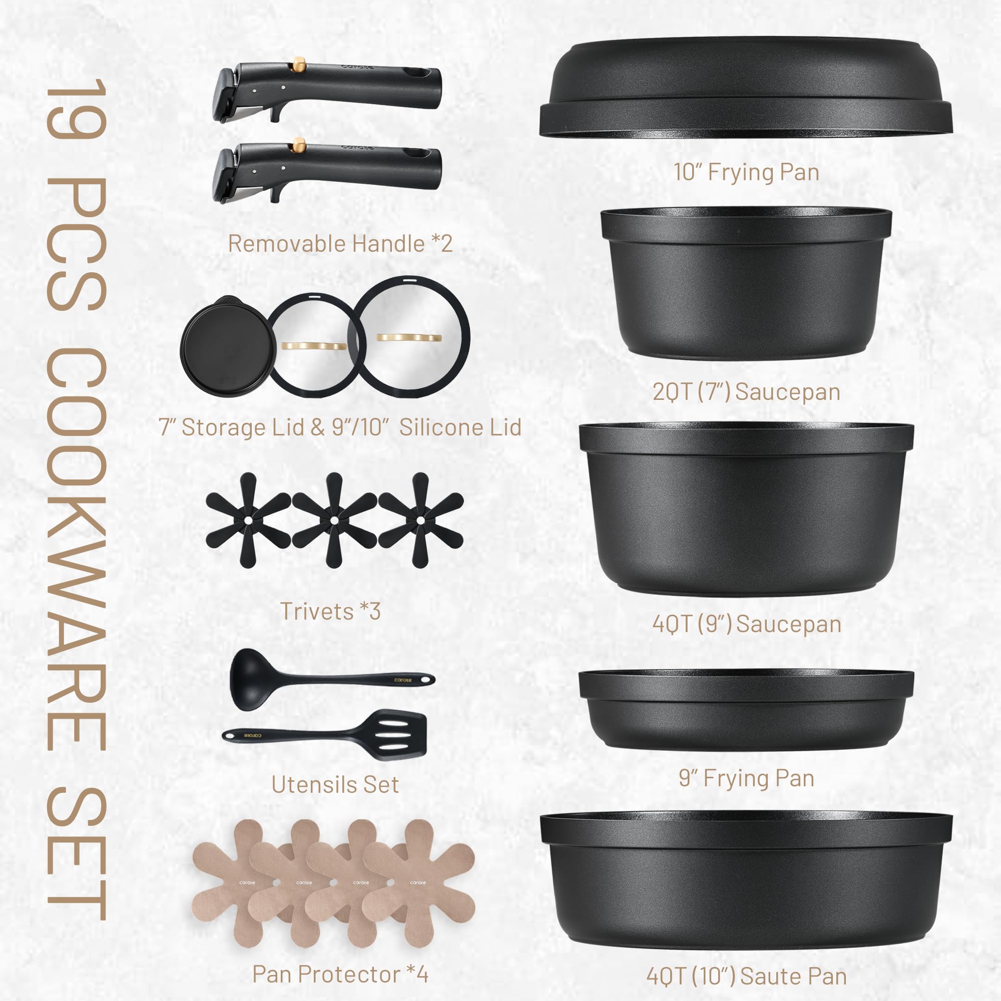 CAROTE detachable-handles showcase secure grip and compact storage