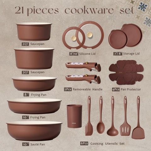 CAROTE detachable-handles cookware for compact storage and easy handling