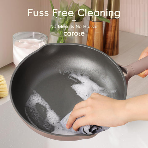 CAROTE reinforced die-cast aluminum construction for durable lightweight cookware.