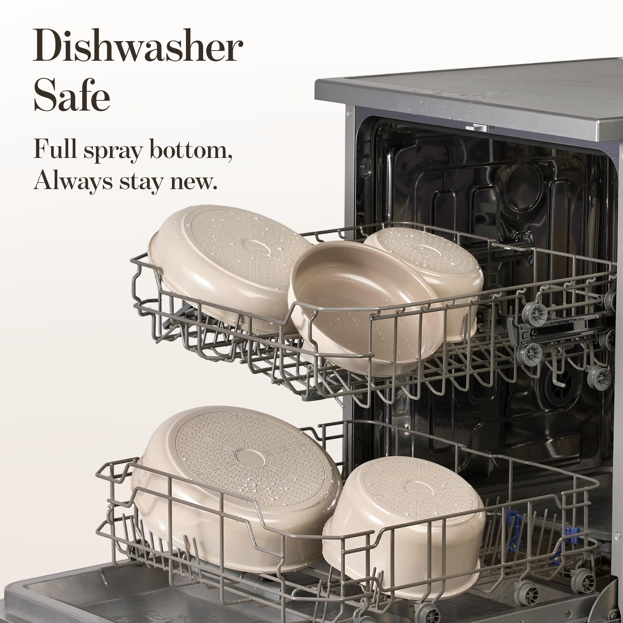CAROTE dishwasher-safe and oven-safe cookware ready for cleanup and baking.