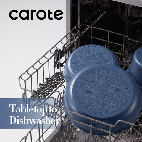 CAROTE dishwasher-safe coating stays shiny through cycles.