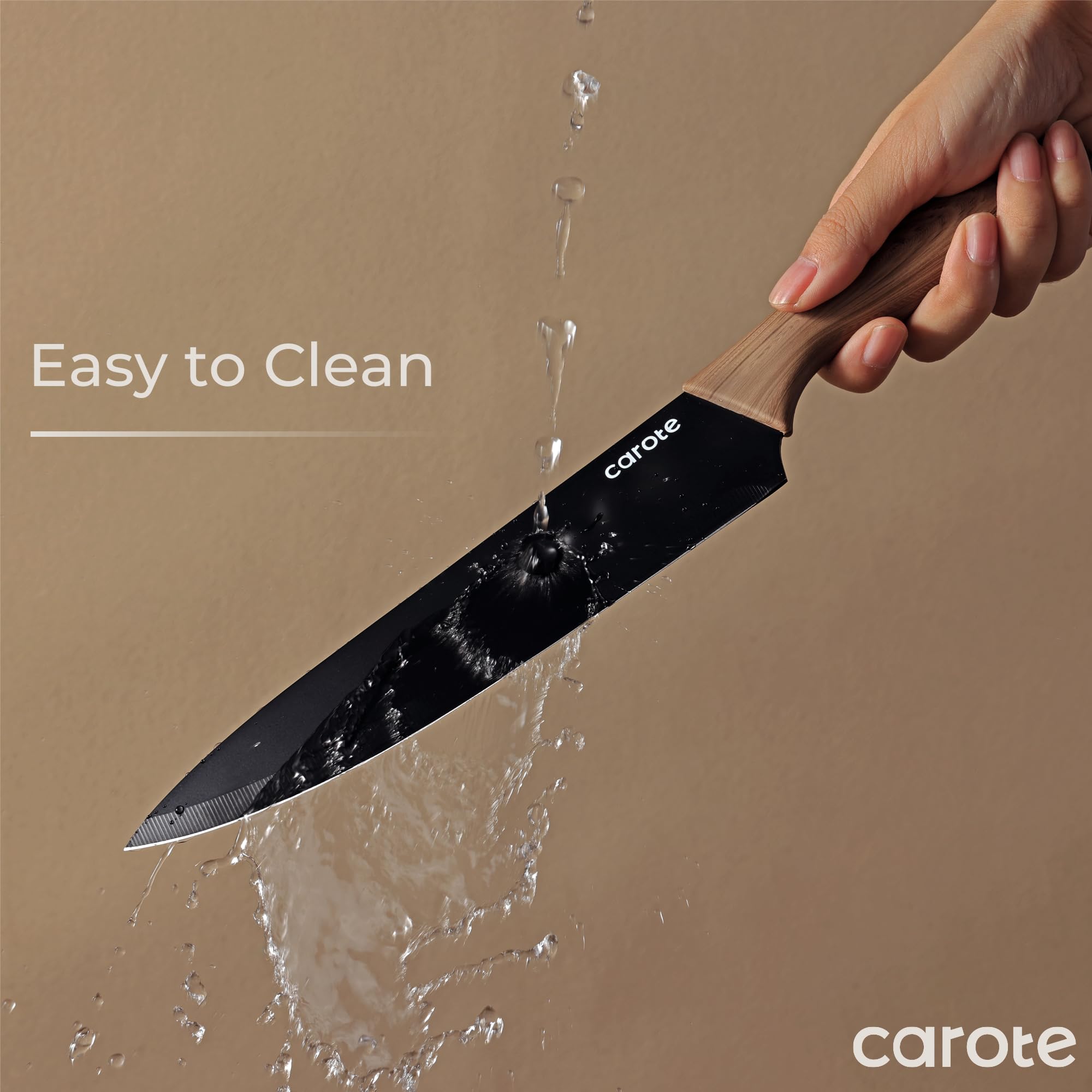CAROTE knives are dishwasher safe for easy cleanup after cooking.