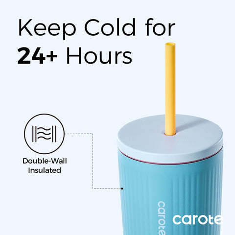 CAROTE double-wall insulation locks in cold up to 24 hours and hot up to 12 hours