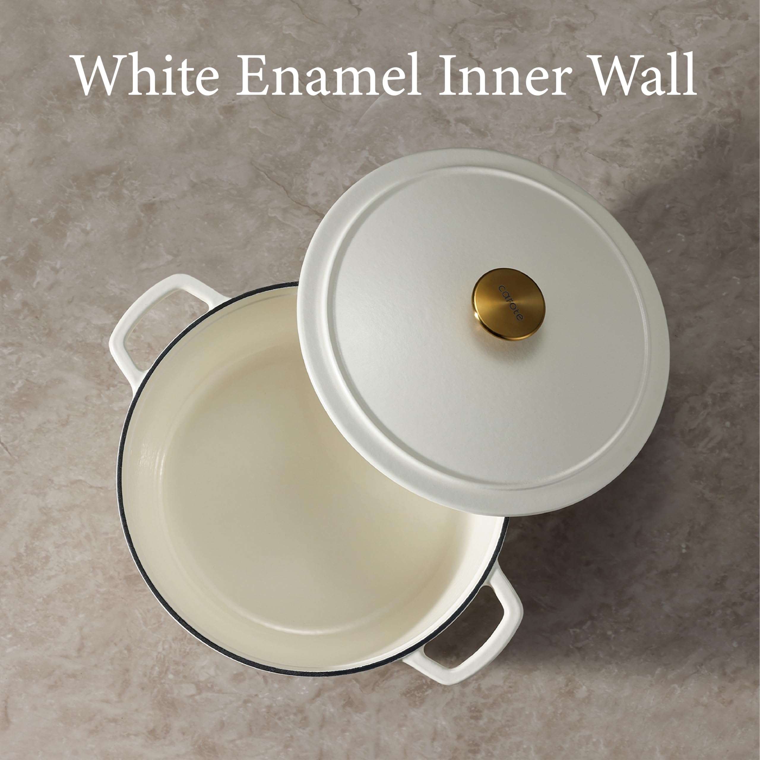 CAROTE 5QT enameled Dutch oven is induction-compatible for versatile cooking on any hob.