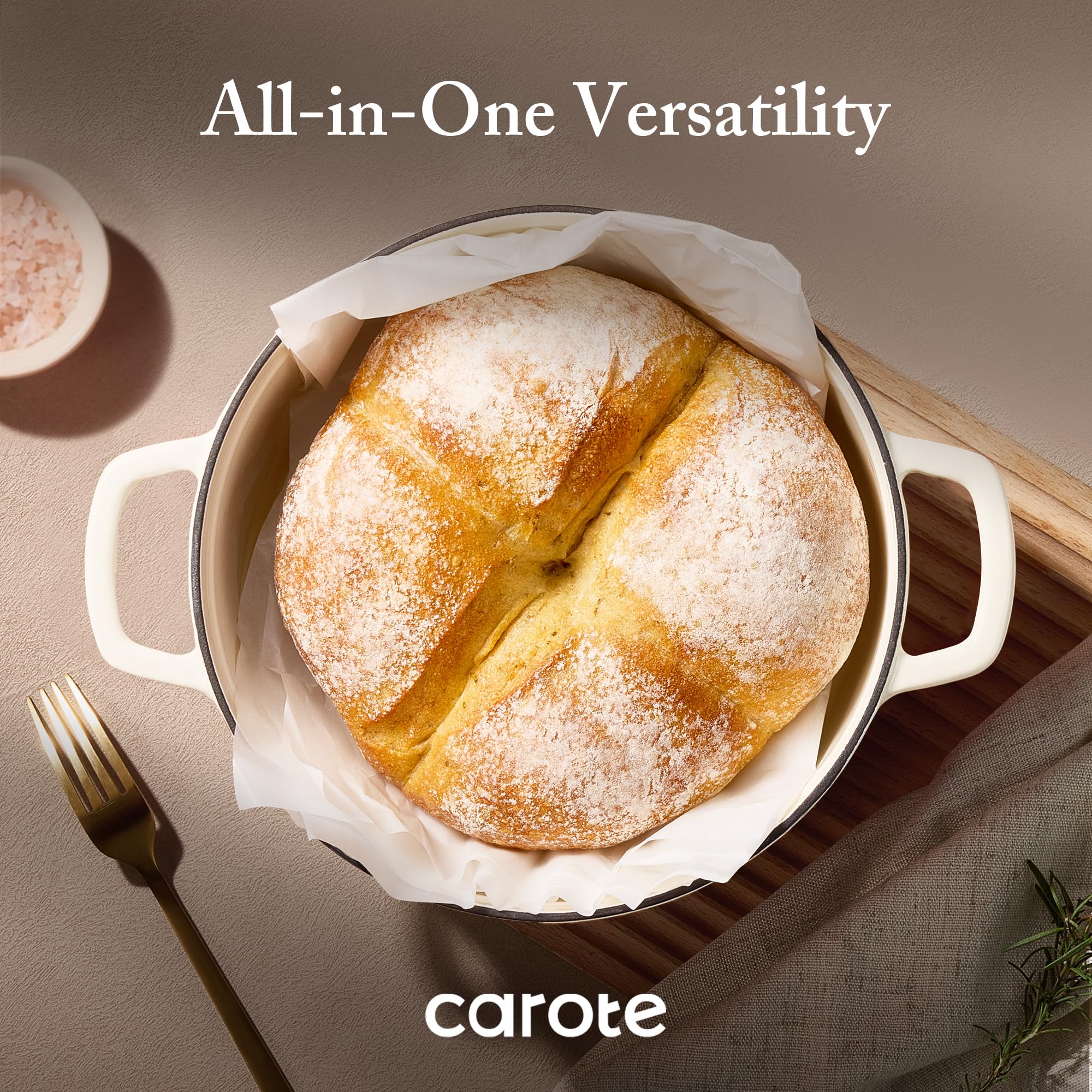 CAROTE Dutch oven on a stovetop demonstrating all-stovetop compatibility