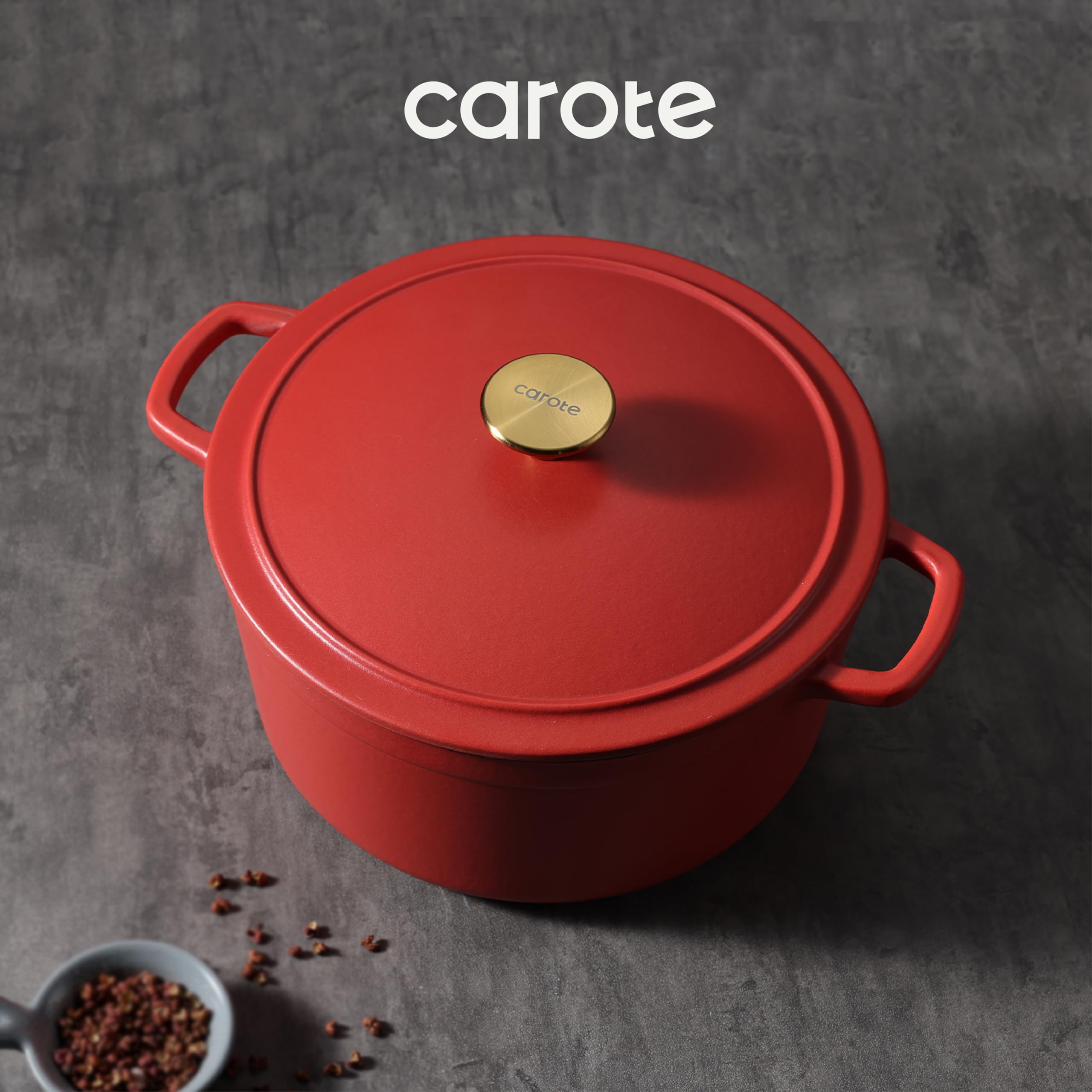 CAROTE Dutch oven is oven-safe up to 500°F for braising and baking