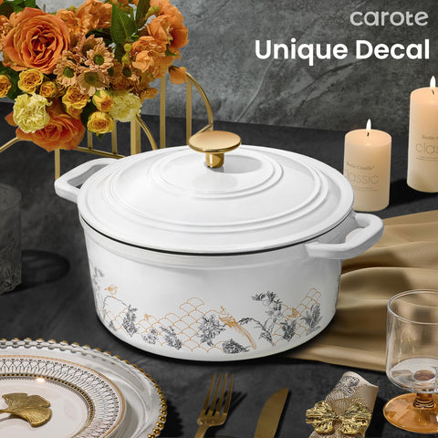 CAROTE enamel surface cleans easily, no seasoning required for everyday cooking.