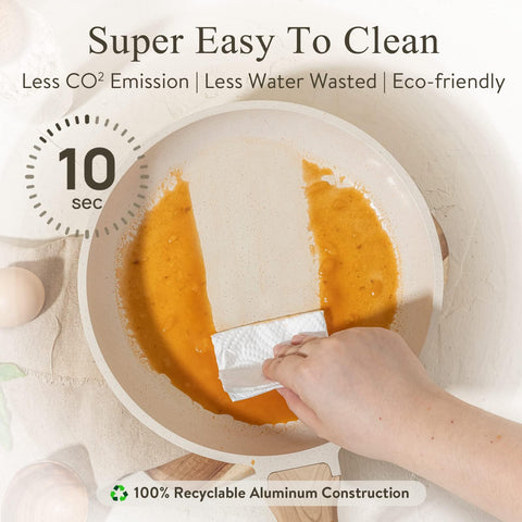 CAROTE easy-clean non-stick pan that wipes clean after cooking.