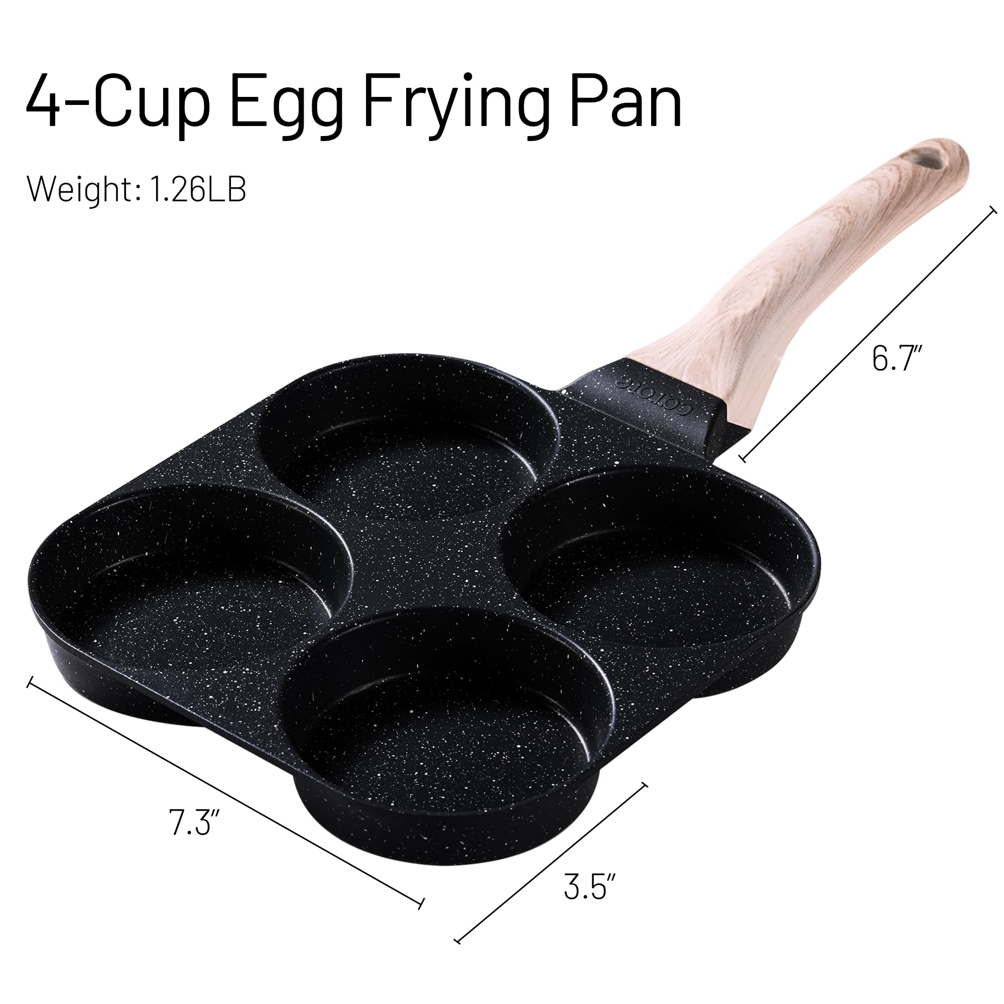CAROTE 4-Cup omelette pan with extended bottom for quick heat.