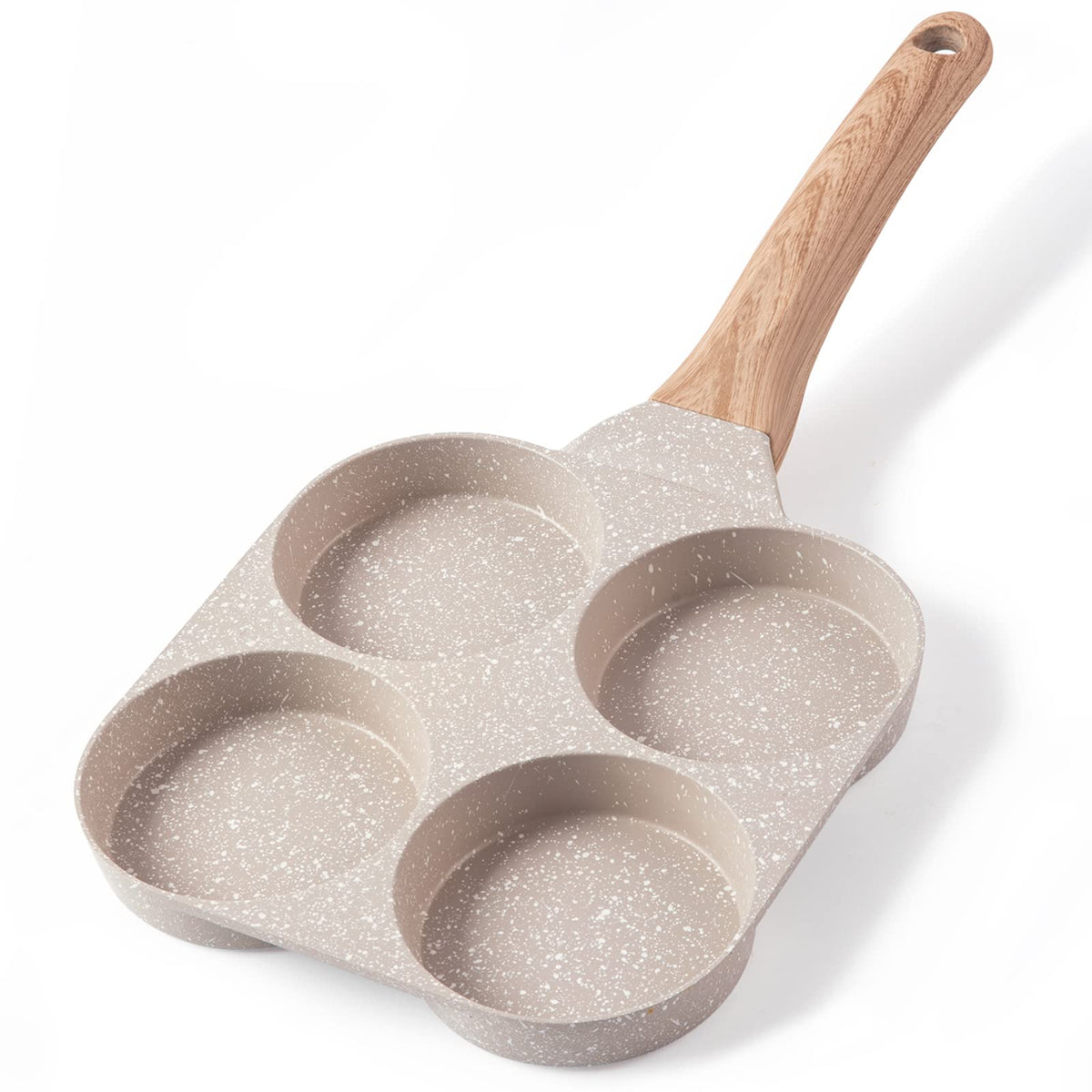 CAROTE 4-cup egg pan with granite nonstick for easy omelettes.