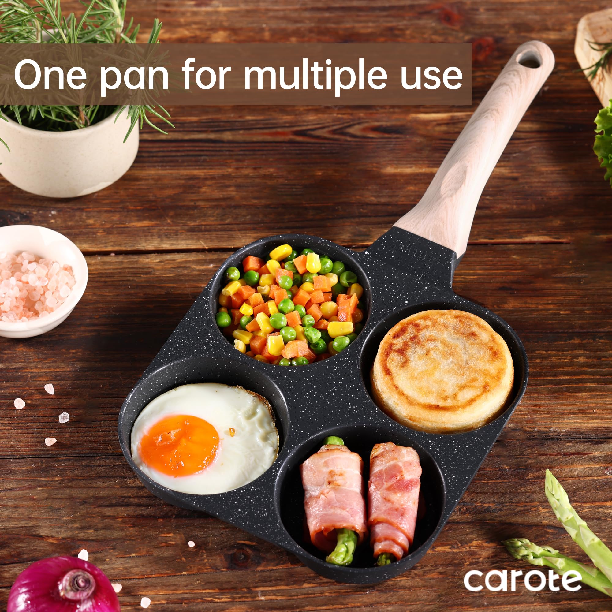 CAROTE easy-clean pan after cooking with rivetless interior.