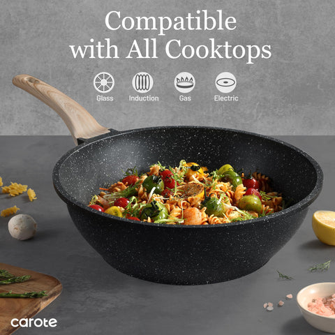 CAROTE ergonomic bakelite handle stays cool for comfortable control