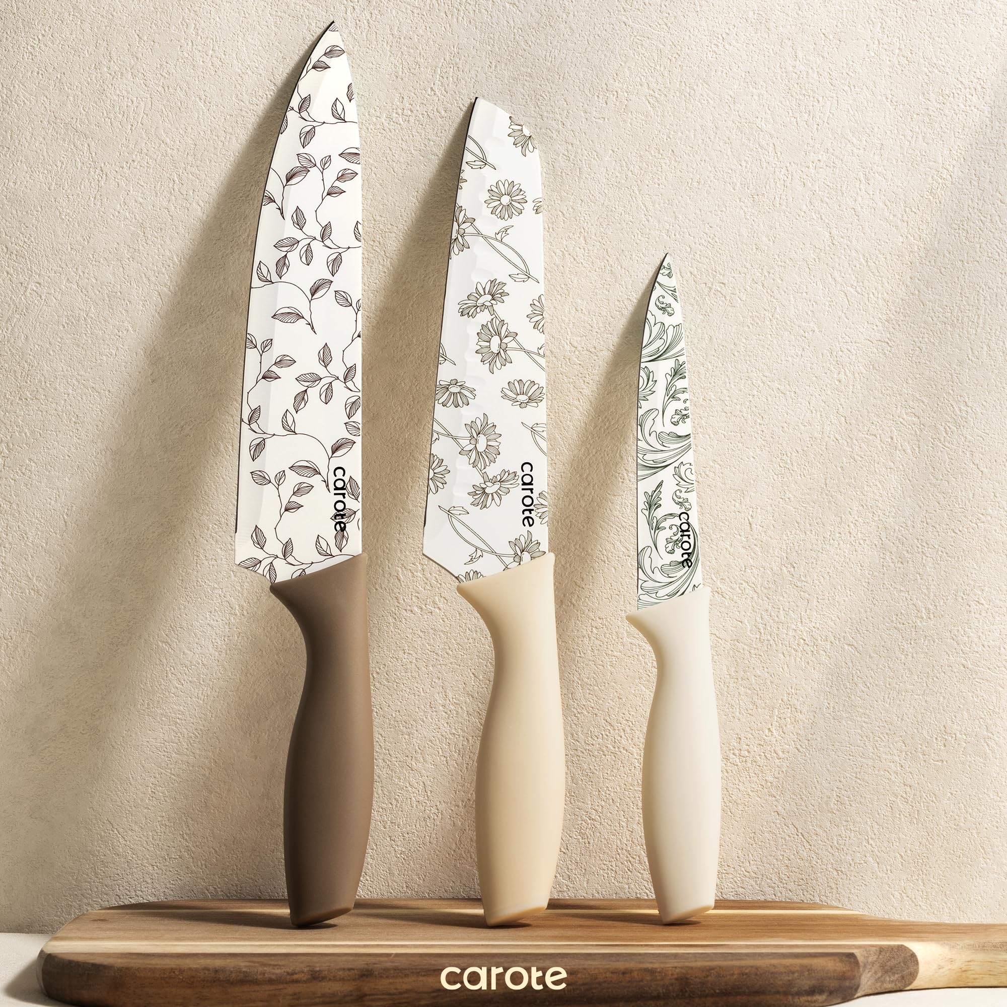 CAROTE floral design white handles adding kitchen style and elegance