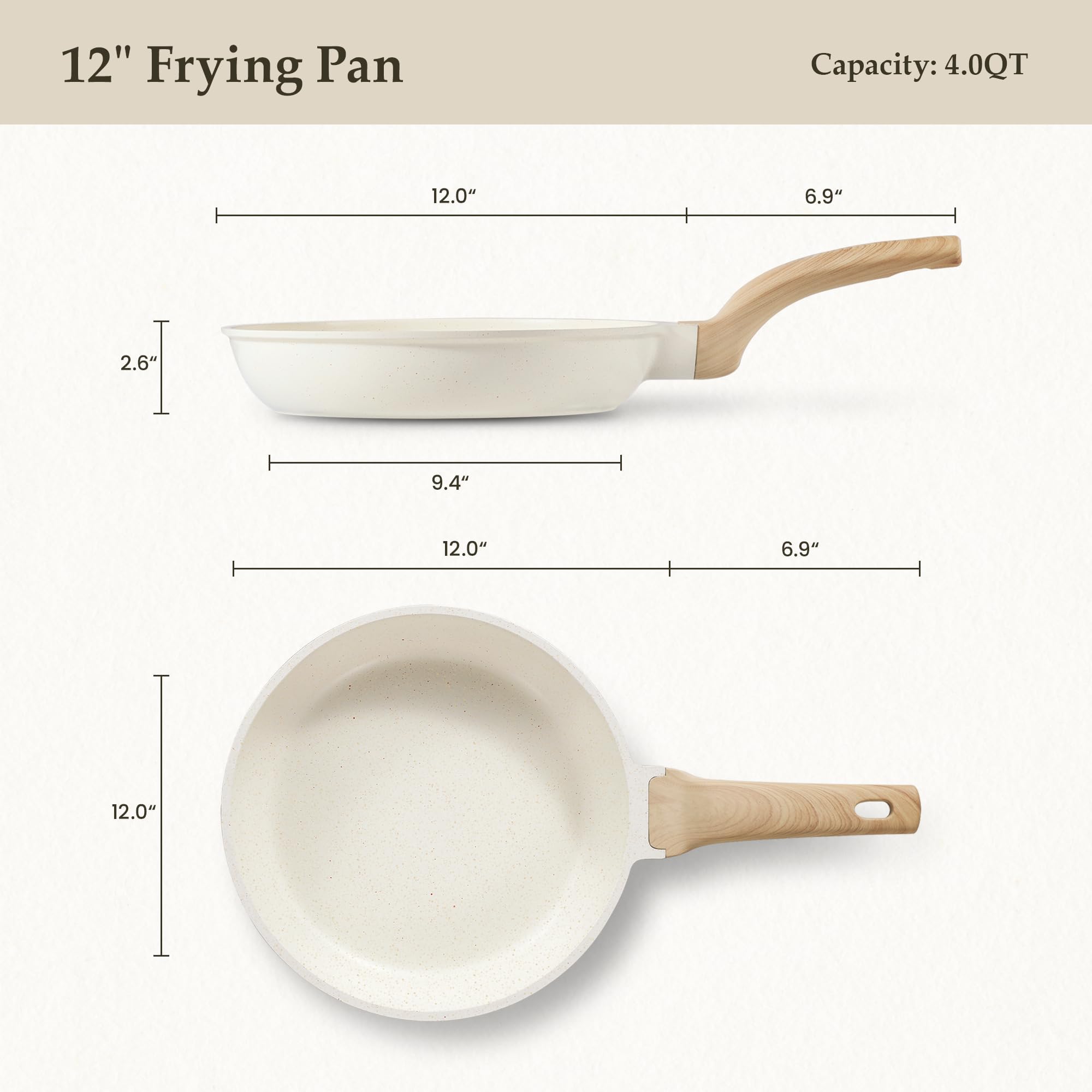 Close-up of CAROTE granite non-stick coating showing durable, easy-release finish for daily cooking.
