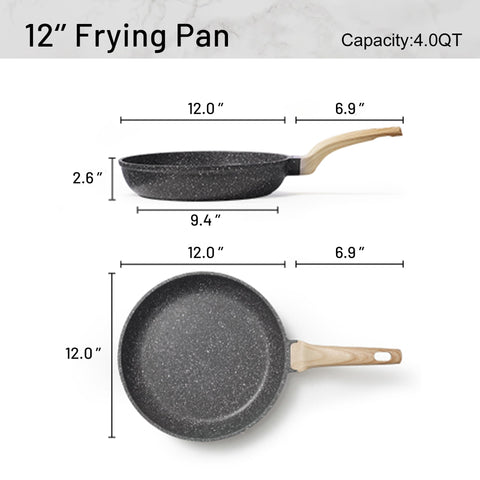 CAROTE granite nonstick skillet emphasizes effortless release and quick heat distribution