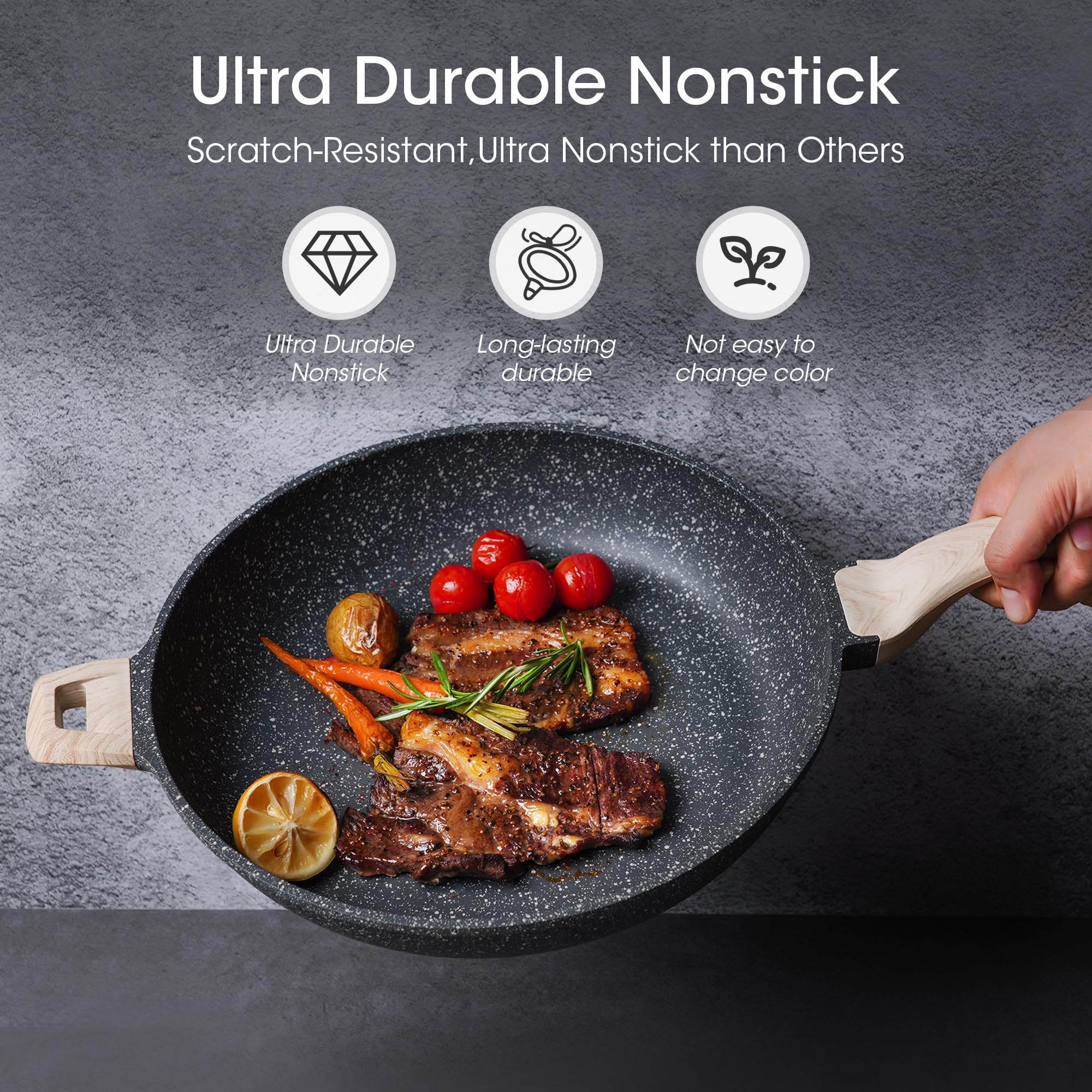 CAROTE granite surface close-up highlights durable coating for smooth food release