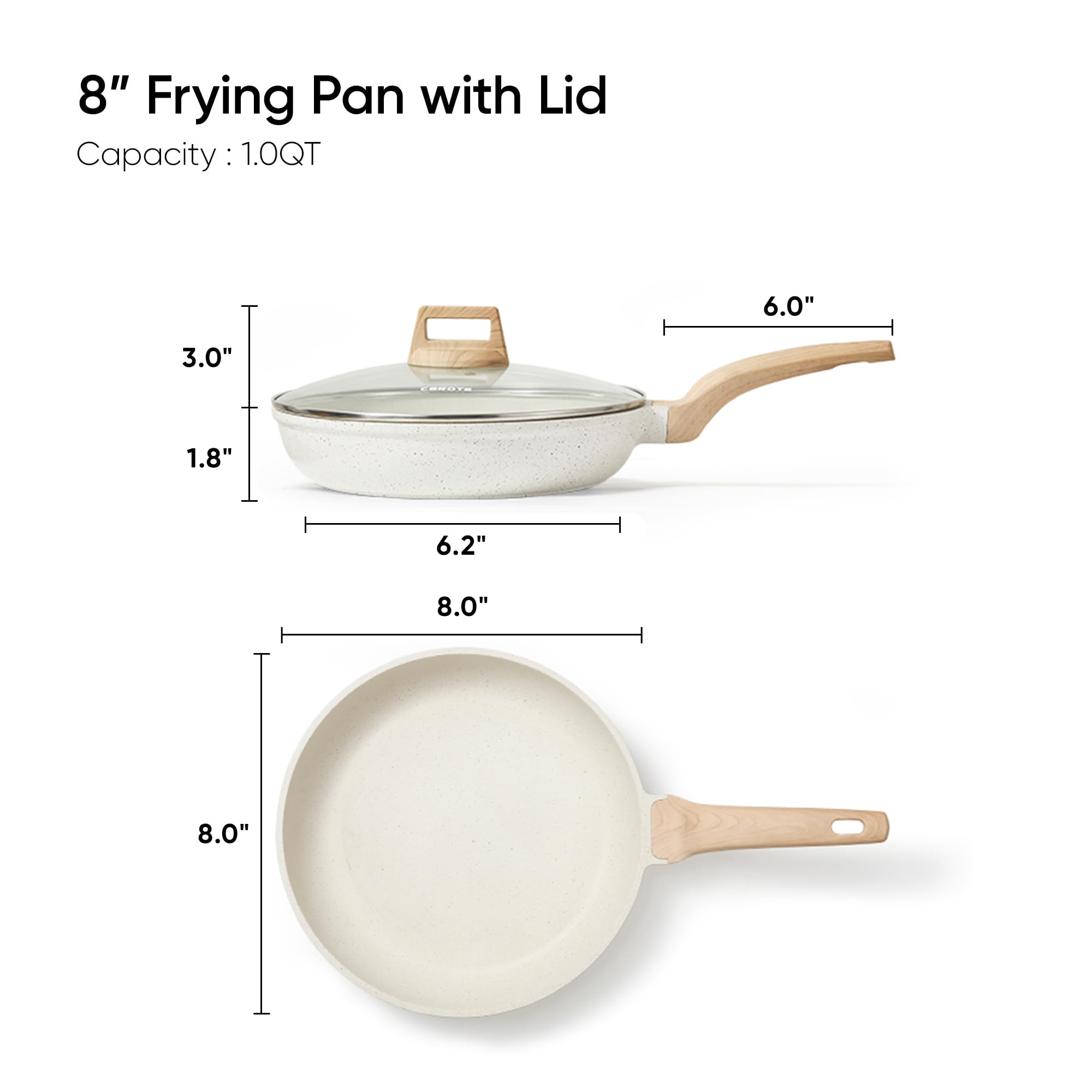 CAROTE granite nonstick surface for easy food release and cleaner results.