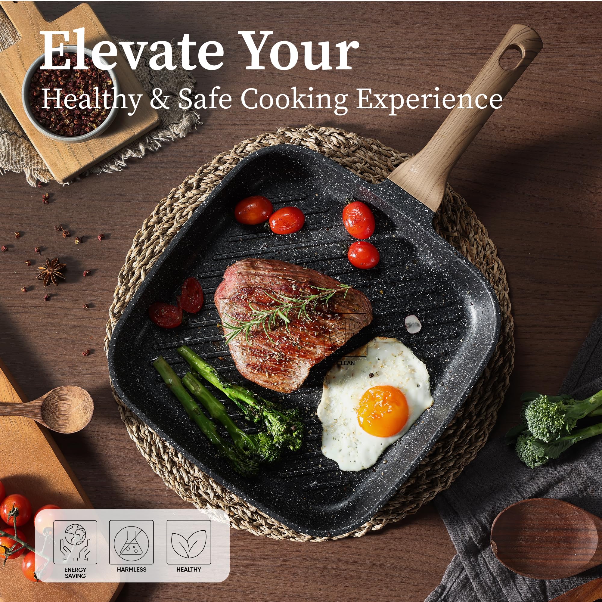 CAROTE grill pan designed for indoor kitchens and outdoor adventures on camping trips.