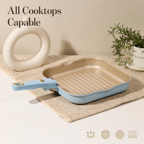 CAROTE grill pan on gas and induction stoves for versatile cooking.