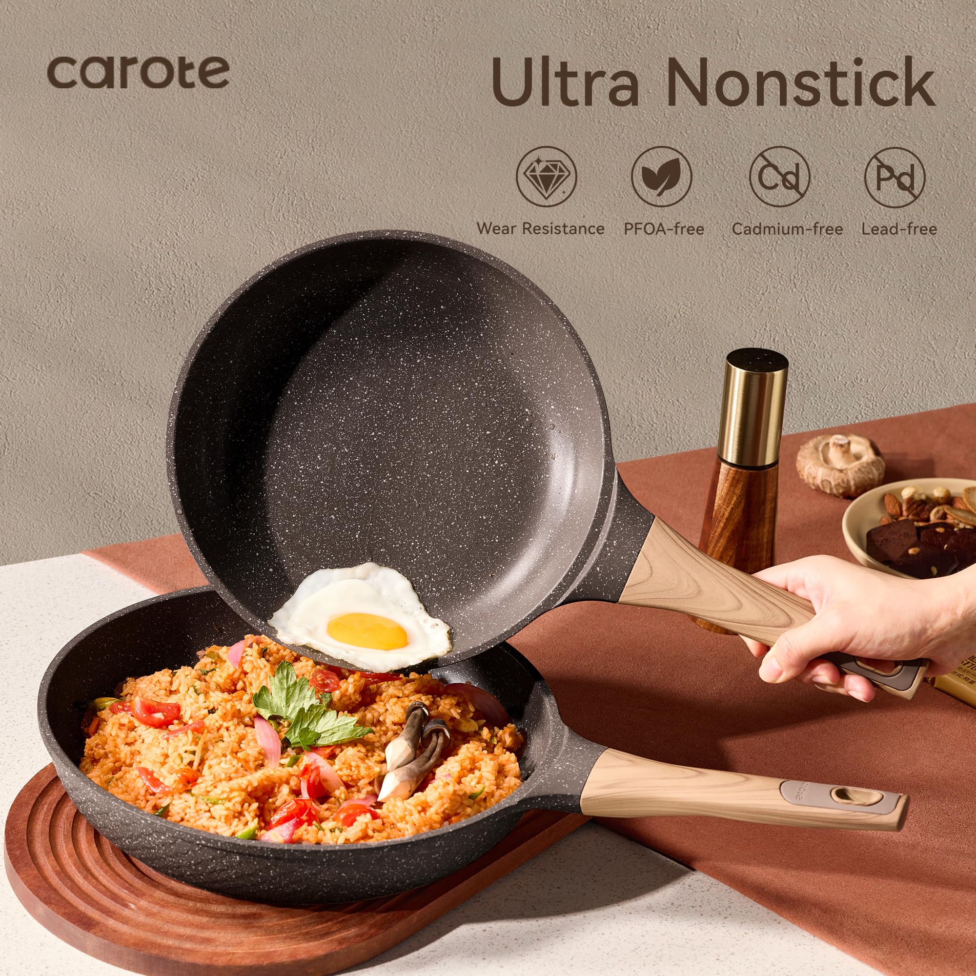 CAROTE induction-base compatibility shown on all stove types
