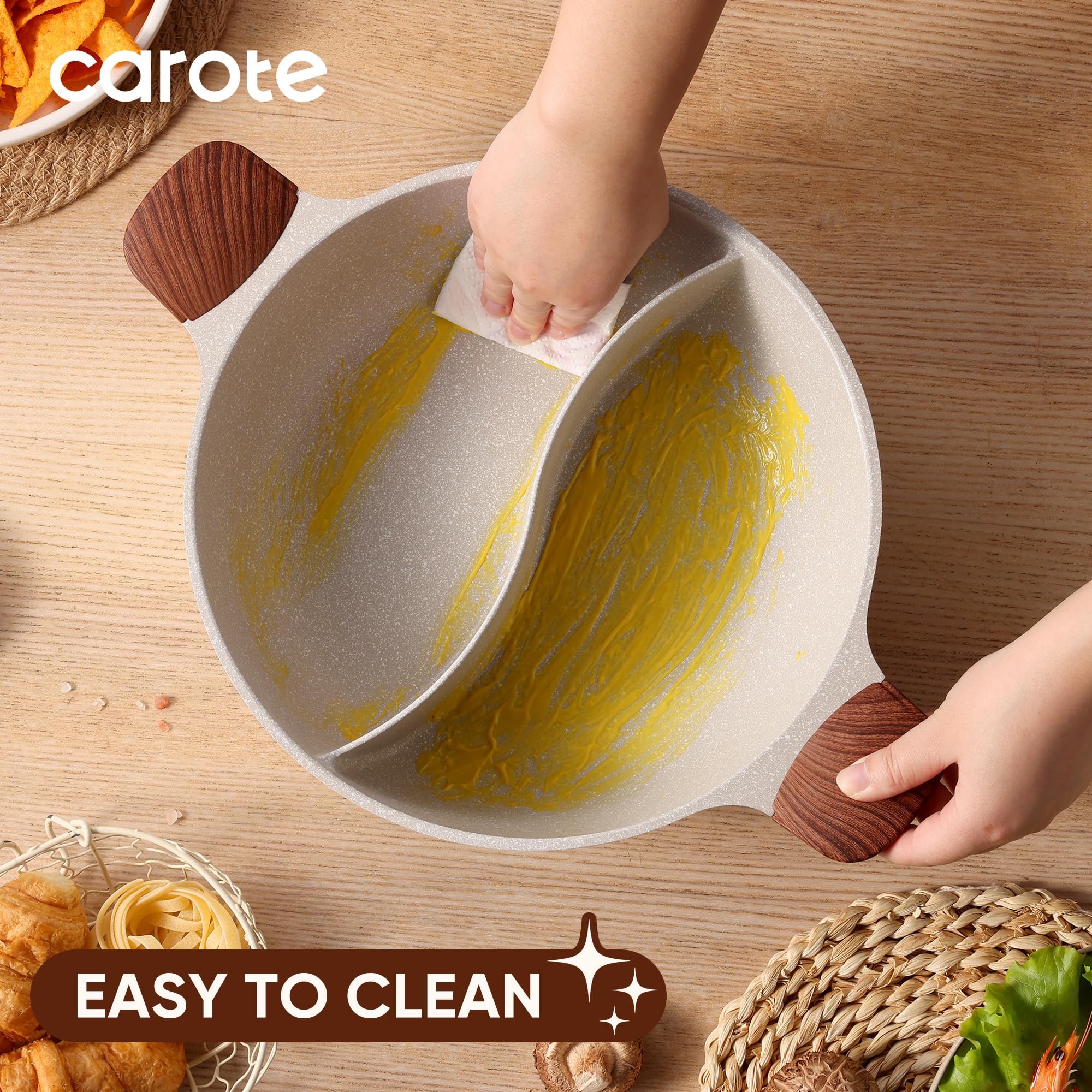 CAROTE induction-compatible base ensures fast, even heating on all stoves