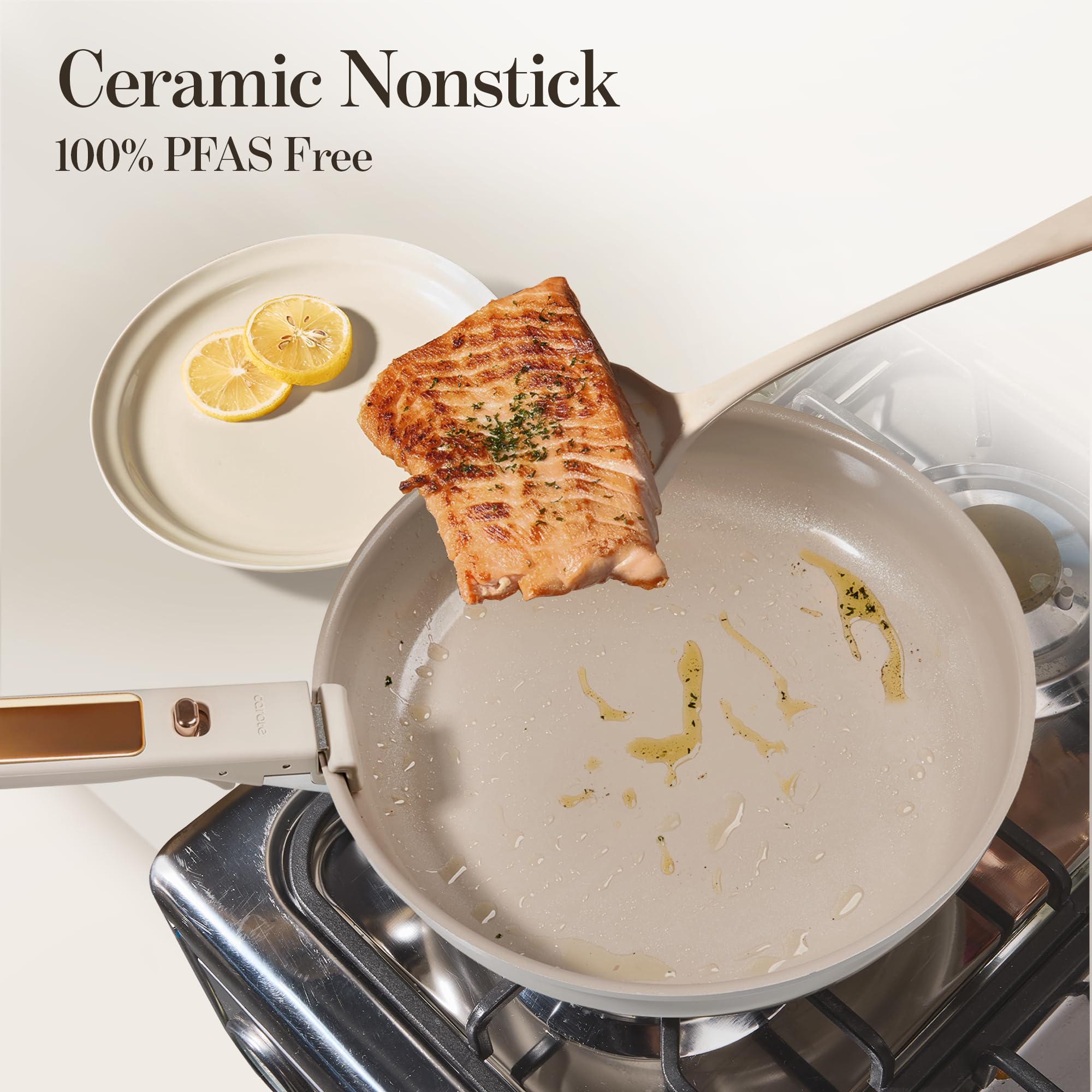 CAROTE induction-compatible cookware on a stove showing even heating.