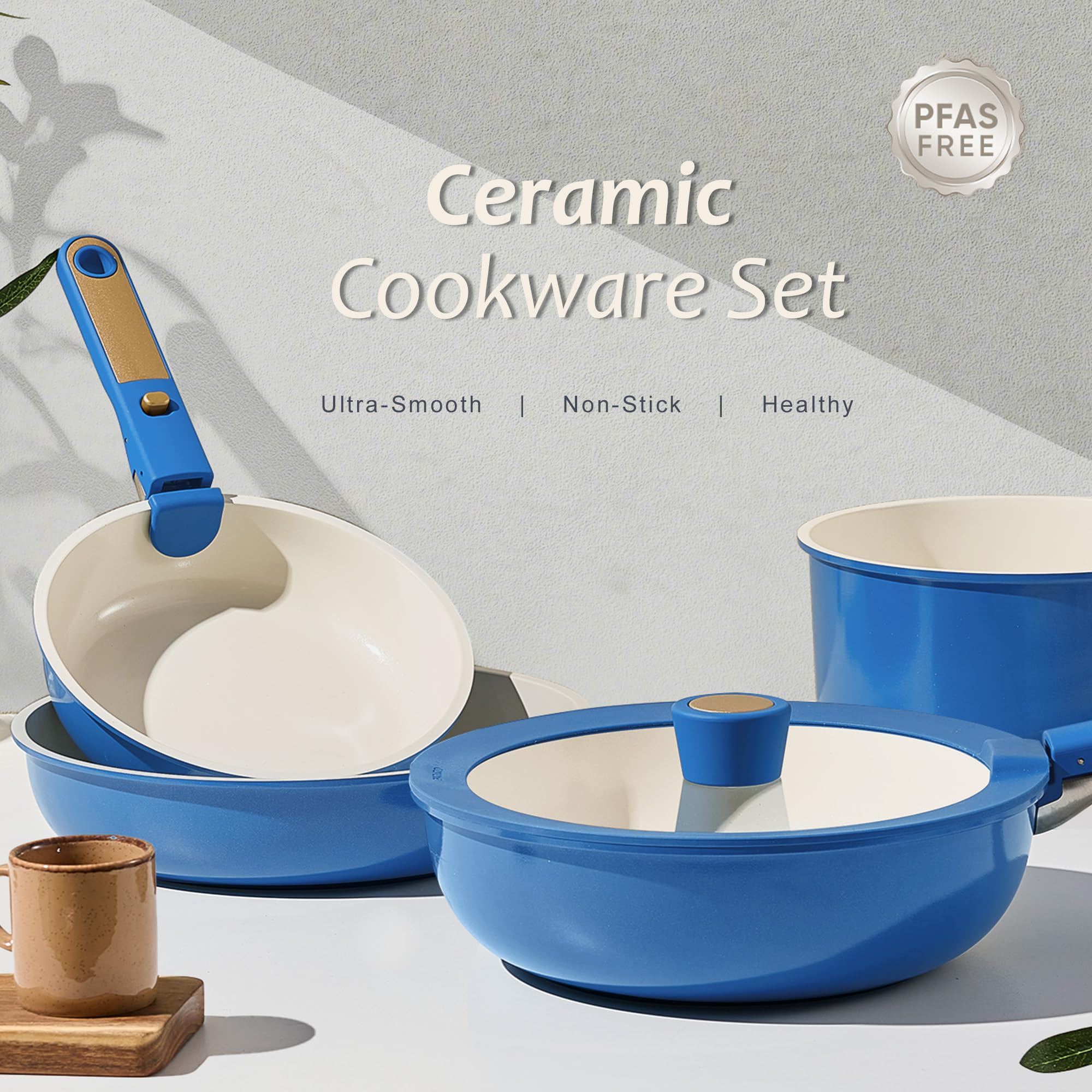 CAROTE induction-compatible cookware suitable for electric and gas stoves with even heating