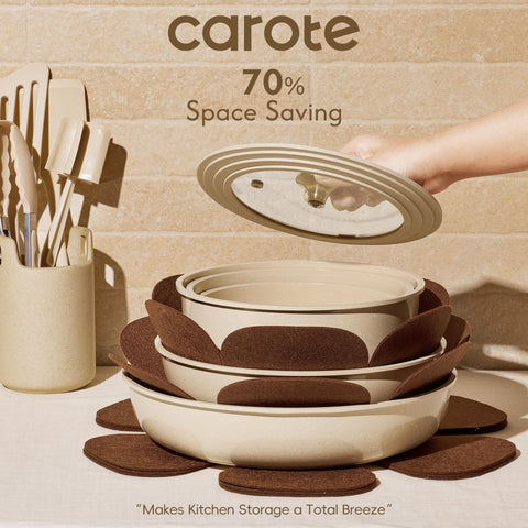 CAROTE induction-compatible cookware heats evenly on induction
