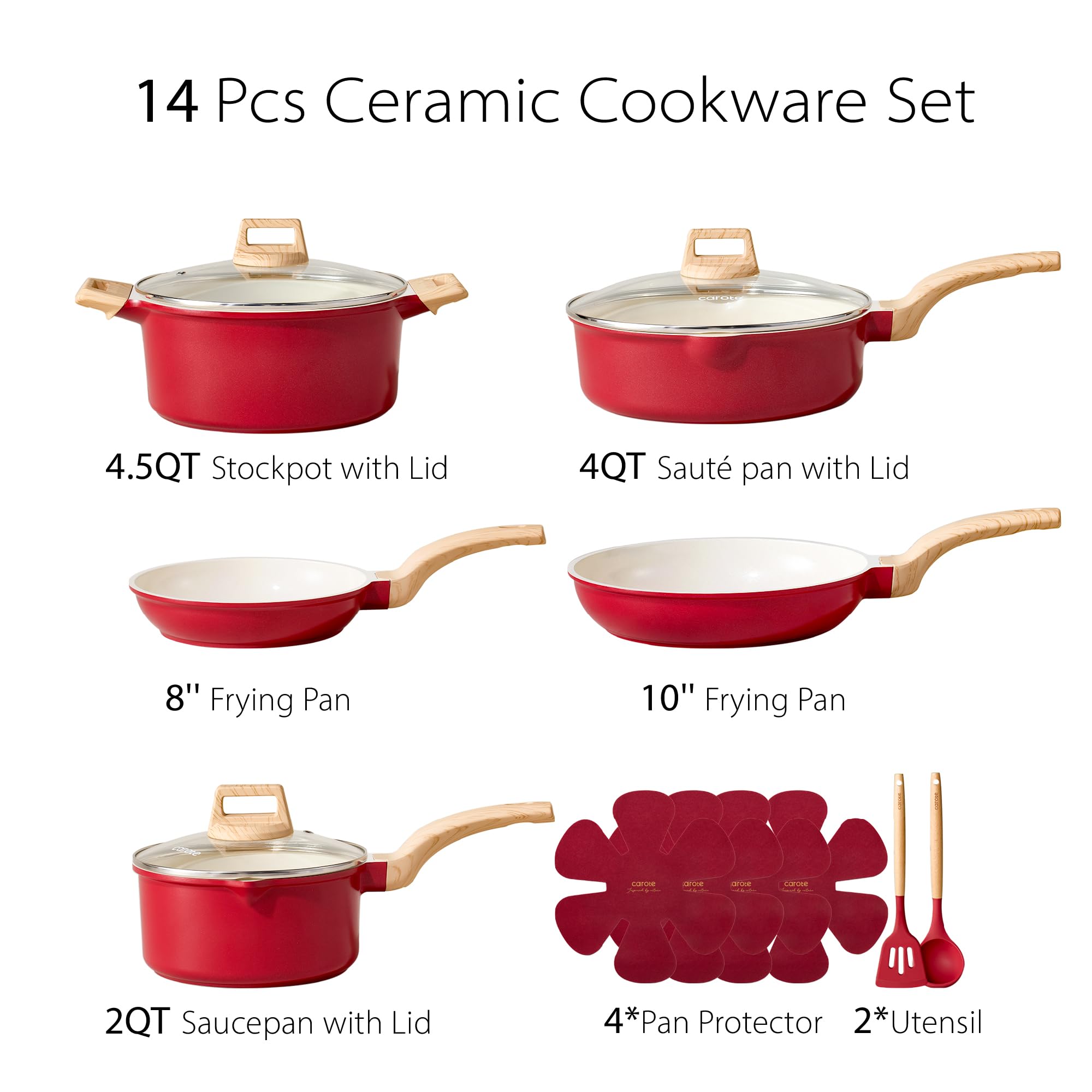 CAROTE induction-ready cookware sits securely on induction stoves.