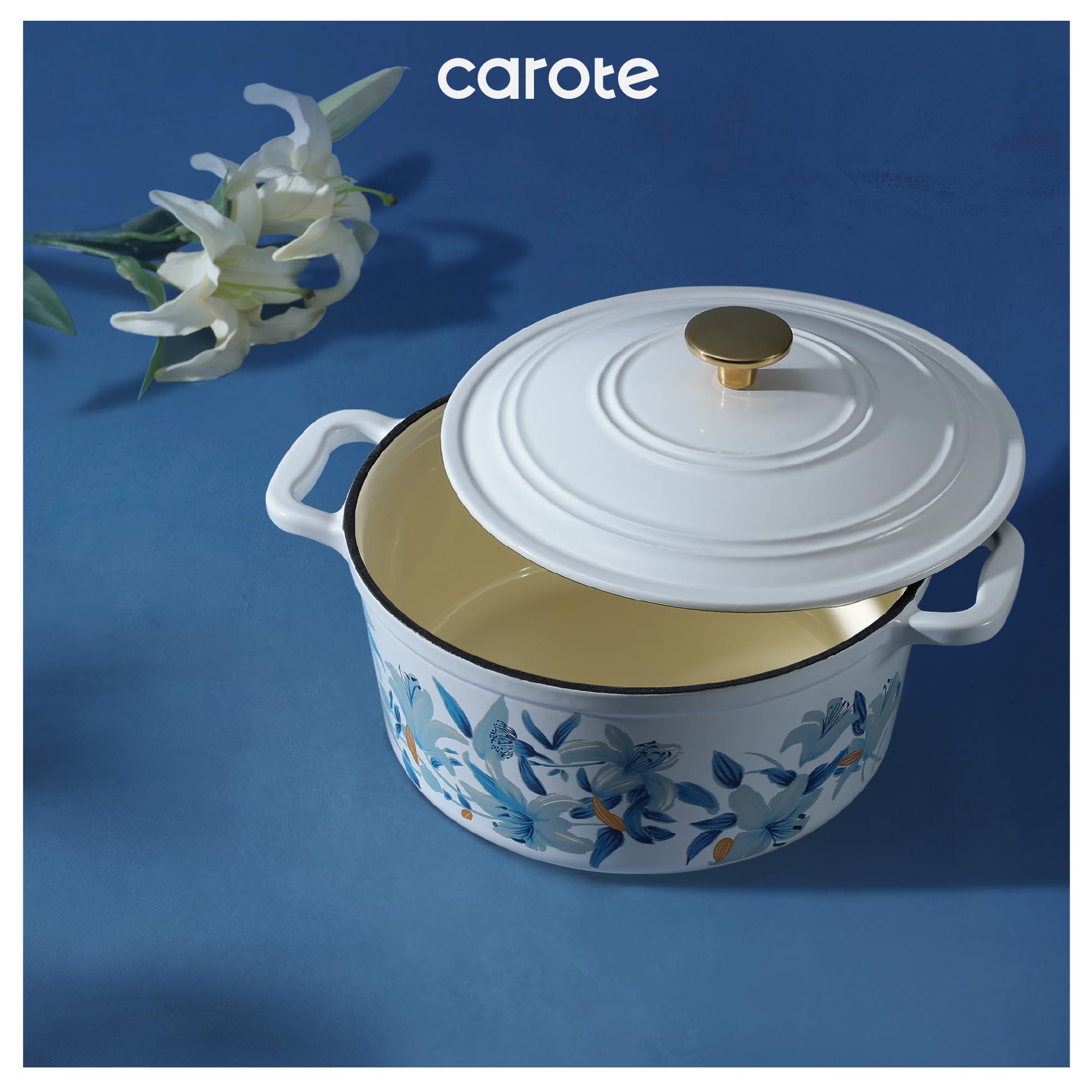 CAROTE enamel Dutch oven with lid supports versatile stove-to-oven cooking